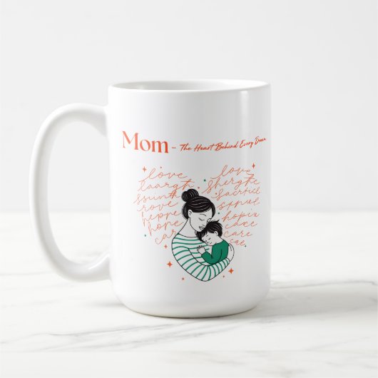 Moeder Hart Liefde Typografie Moederschap Kunst Koffiemok (Links)