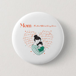 Moeder Hart Liefde Typografie Moederschap Kunst Ronde Button 5,7 Cm
