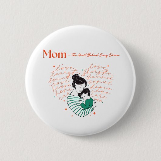 Moeder Hart Liefde Typografie Moederschap Kunst Ronde Button 5,7 Cm (Voorkant)