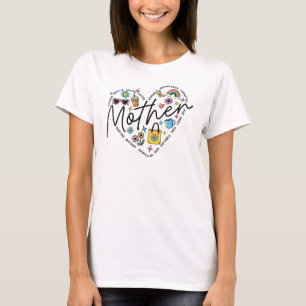 Moeder Hart Lieve Doodles Opbeurend T-shirt