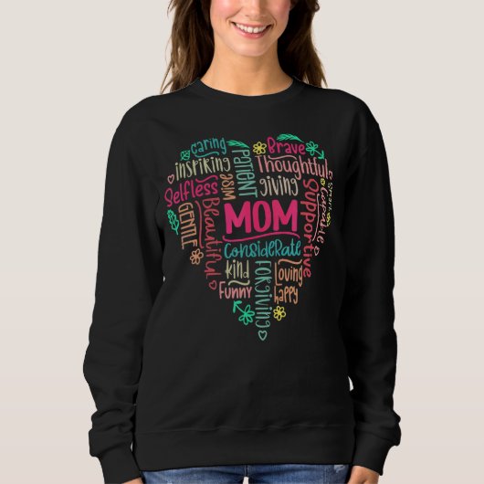Moeder Hart Meisje Mama Moeder Vrouwen Mama Moeder Trui (Voorkant)