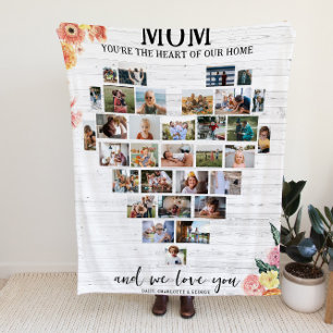 Moeder   Hart van ons thuis Fotocollage Fleece Deken