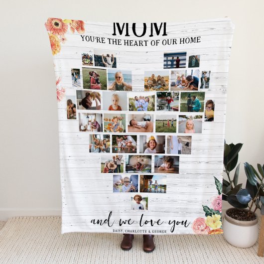 Moeder | Hart van ons thuis Fotocollage Fleece Deken