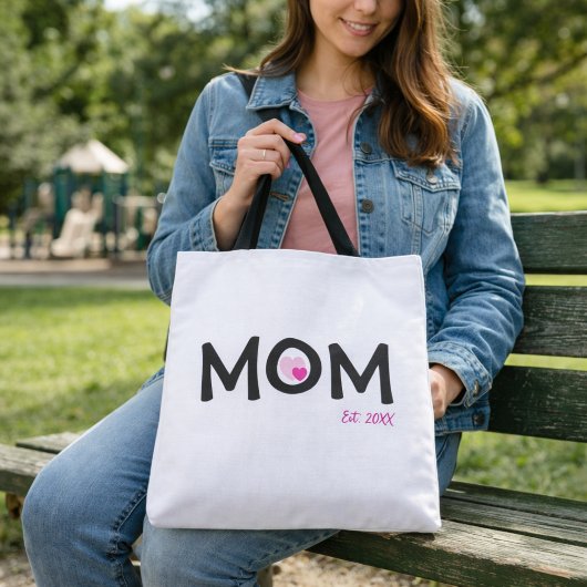 Moeder heeft een dubbel genest roze hart gesticht tote bag