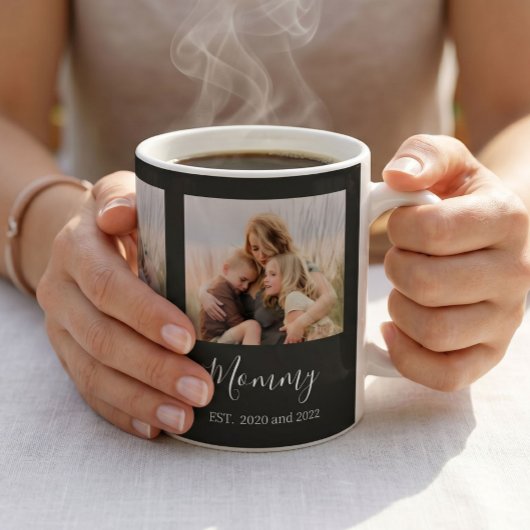 Moeder heeft elegante foto-script zwart koffiemok