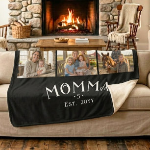 Moeder heeft Kids Count Chic Zwart 3 Foto Sherpa Deken