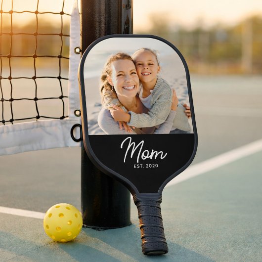 Moeder heeft leuk script foto opgesteld pickleball paddle