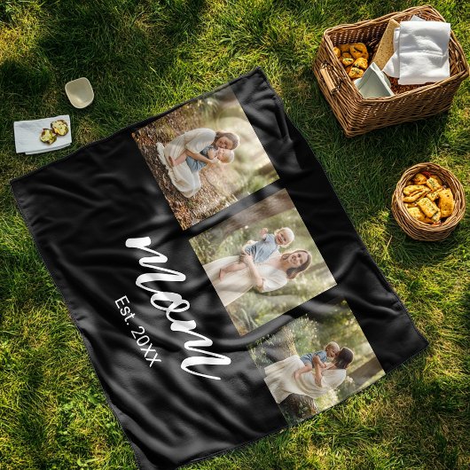 Moeder heeft modern schrift 3 foto fleece deken