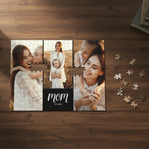 Moeder heeft modern schrift 3 foto legpuzzel