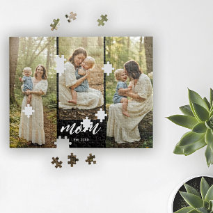 Moeder heeft Modern Schrift 3 Foto opgericht Legpuzzel