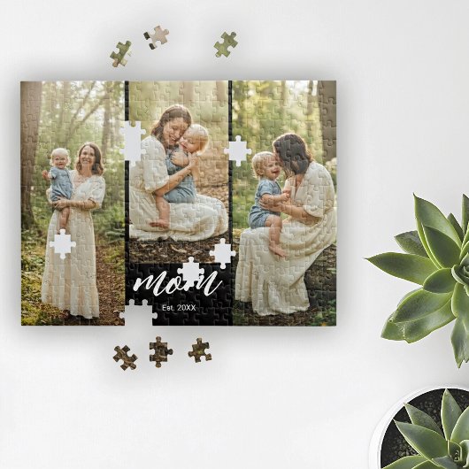 Moeder heeft Modern Schrift 3 Foto opgericht Legpuzzel