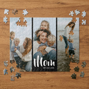 Moeder heeft Modern Schrift 3 Foto opgericht Legpuzzel