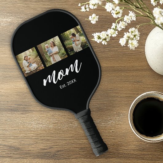 Moeder heeft Modern Schrift 3 Foto Pickleball Paddle
