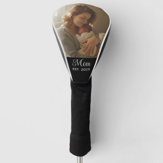 Moeder heeft modern schrift foto gemaakt golfheadcover (Voorkant)