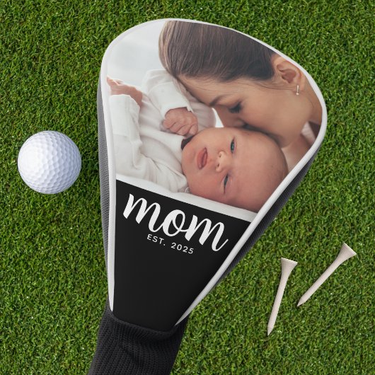 Moeder heeft modern schrift foto ingesteld golfheadcover