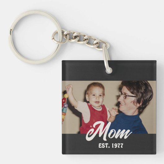 Moeder heeft modern schrift foto ingesteld sleutelhanger (Voorkant)