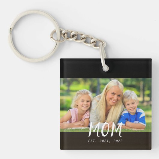 Moeder heeft modern schrift foto ingesteld sleutelhanger (Voorkant)