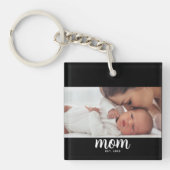 Moeder heeft modern schrift foto ingesteld sleutelhanger (Voorkant)