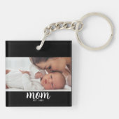 Moeder heeft modern schrift foto ingesteld sleutelhanger (Achterkant)