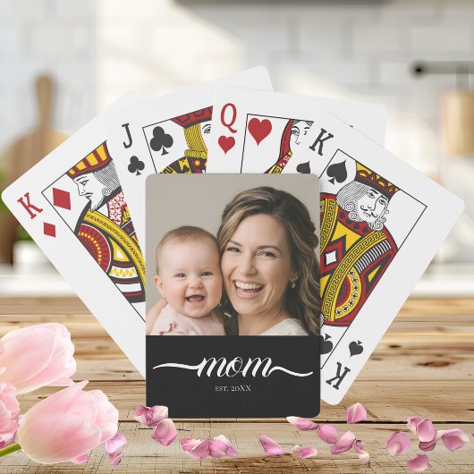 Moeder heeft modern schrift foto op maat ingesteld pokerkaarten