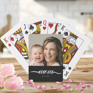 Moeder heeft modern schrift foto op maat pokerkaarten