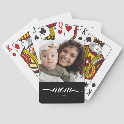 Moeder heeft modern schrift foto op maat pokerkaarten (Achterkant)