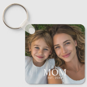 Moeder heeft modern schrift foto opgericht sleutelhanger