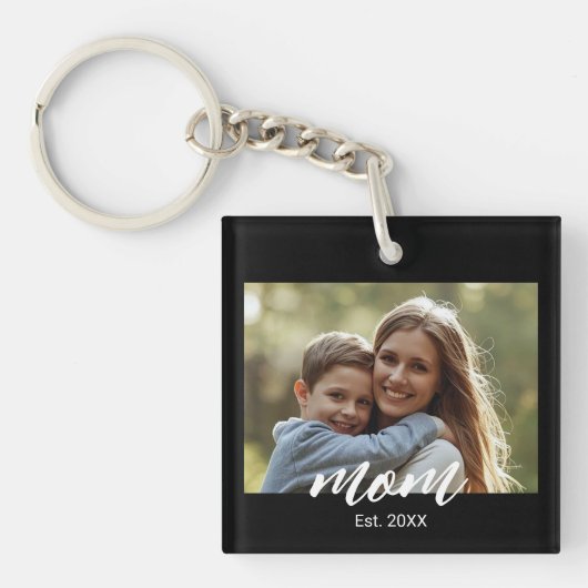 Moeder heeft modern schrift foto sleutelhanger (Voorkant)