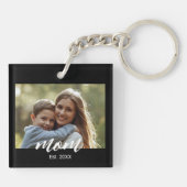 Moeder heeft modern schrift foto sleutelhanger (Achterkant)