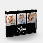 Moeder heeft modern schrift zwart 3 foto blok (Links)