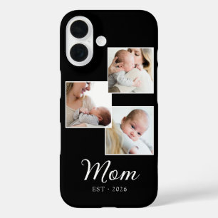 Moeder heeft modern schrift zwart 3 foto iPhone 16 hoesje