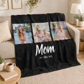 Moeder heeft modern schrift zwart 3 foto fleece deken
