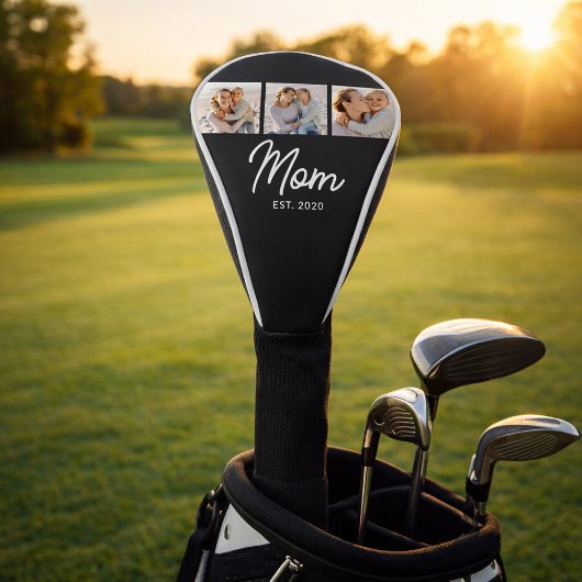 Moeder heeft modern schrift zwart 3 foto golfheadcover
