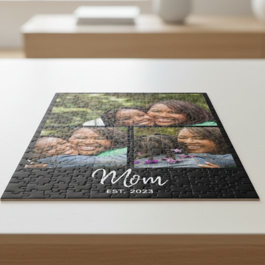 Moeder heeft modern schrift zwart 3 foto legpuzzel