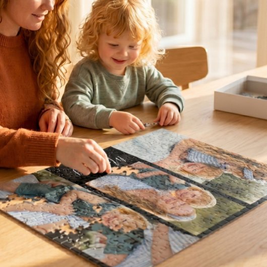 Moeder heeft modern schrift zwart 3 foto legpuzzel