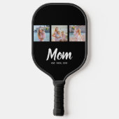Moeder heeft modern schrift Zwart 3 foto Pickleball Paddle (Achterkant)