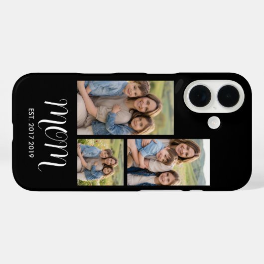Moeder heeft modern script zwart 3 foto Case-Mate iPhone case (Achterkant (horizontaal))