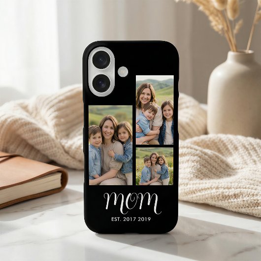 Moeder heeft modern script zwart 3 foto Case-Mate iPhone case