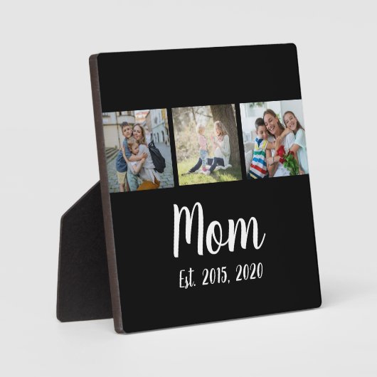 Moeder heeft modern script zwart 3 foto ingesteld fotoplaat (Voorkant)