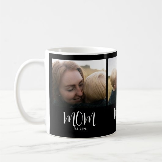 Moeder heeft moderne script Black 3 foto Koffiemok (Links)