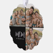 Moeder heeft moderne script Black 3 foto Ornament Kaart (Links)