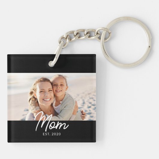 Moeder heeft moderne script fotoreeks gemaakt sleutelhanger (Achterkant)