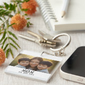 Moeder heeft moderne script fotostijl vastgesteld sleutelhanger (Voorkant Rechts)