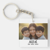 Moeder heeft moderne script fotostijl vastgesteld sleutelhanger (voorkant)