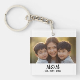 Moeder heeft moderne script fotostijl vastgesteld sleutelhanger