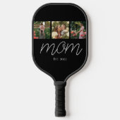 Moeder heeft moderne vette script zwarte 3 foto pickleball paddle (Voorkant)