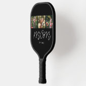 Moeder heeft moderne vette script zwarte 3 foto pickleball paddle (Links)