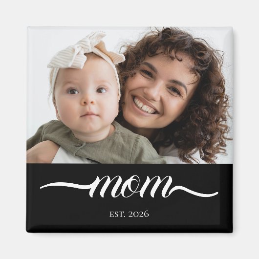 Moeder heeft moderne witte script foto elegant ing magneet (Voorkant)