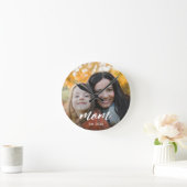 Moeder heeft moderne witte scriptfoto ingesteld ronde klok (Huis)