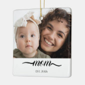 Moeder heeft moderne zwarte script foto elegant in keramisch ornament (Links)